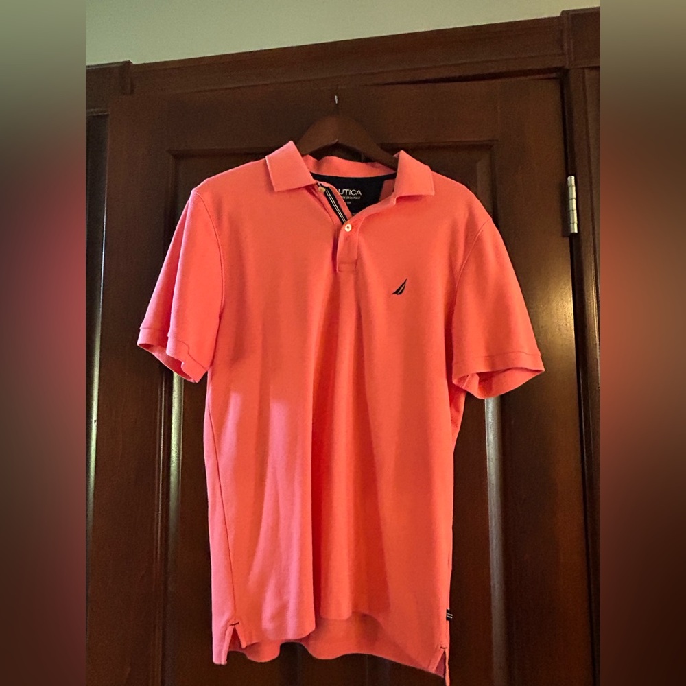 Nautica Performance Deck Polo Shirt Mens Medium Coral Classic Fit